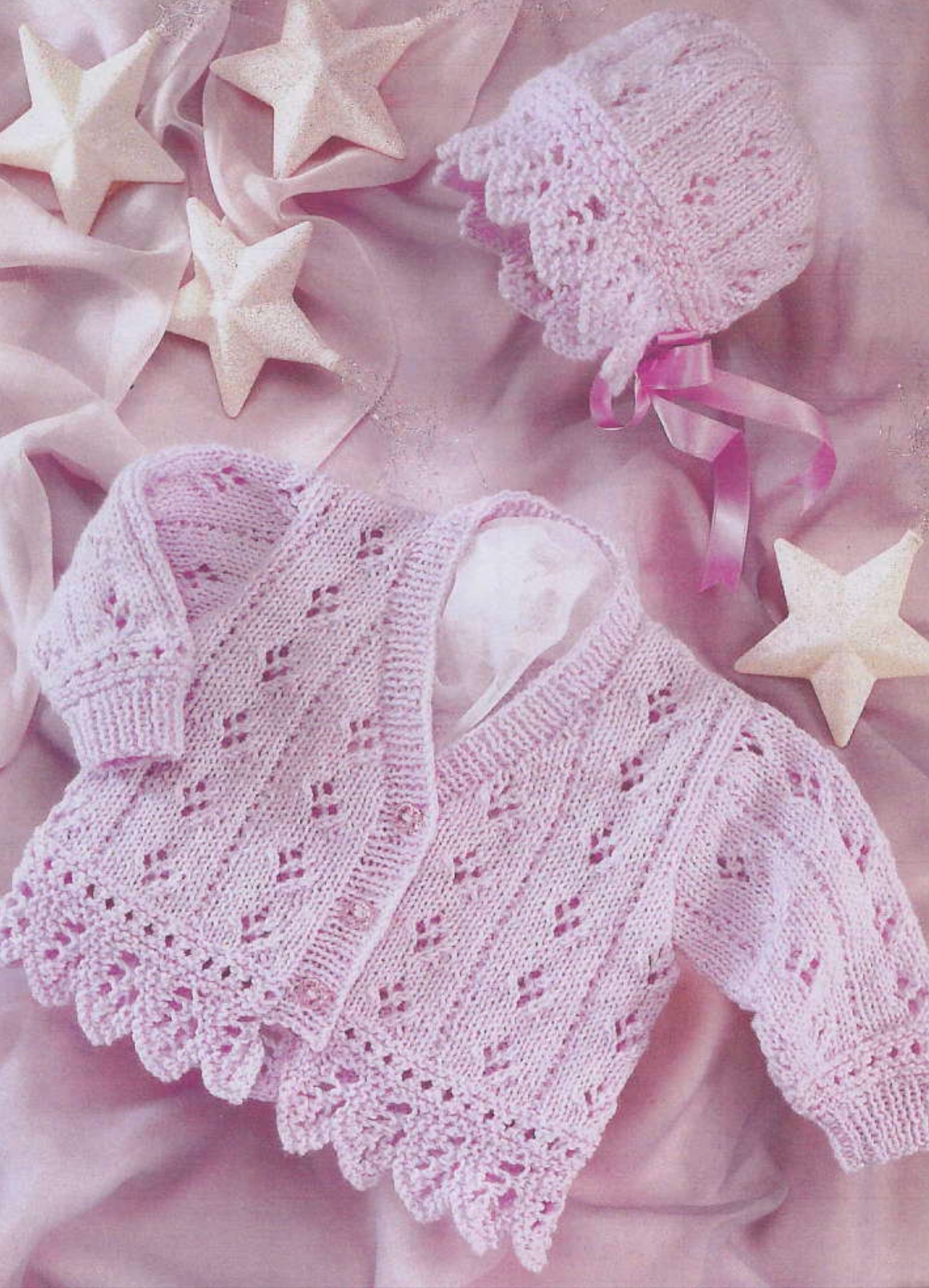 Lace Baby Cardigan and Bonnet Set