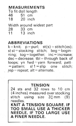 Dolls Clothes for 18-20 inch doll vintage pattern