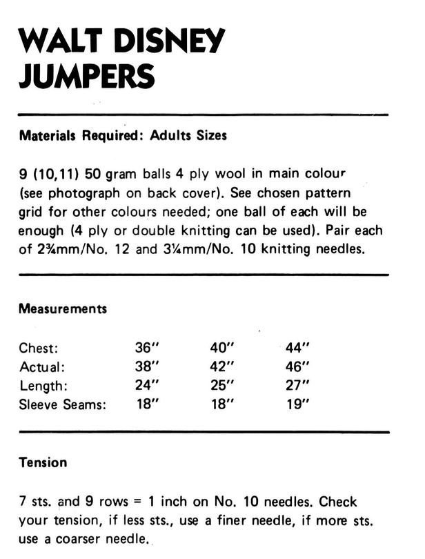 Disney Intarsia Picture Sweaters Knitting Pattern