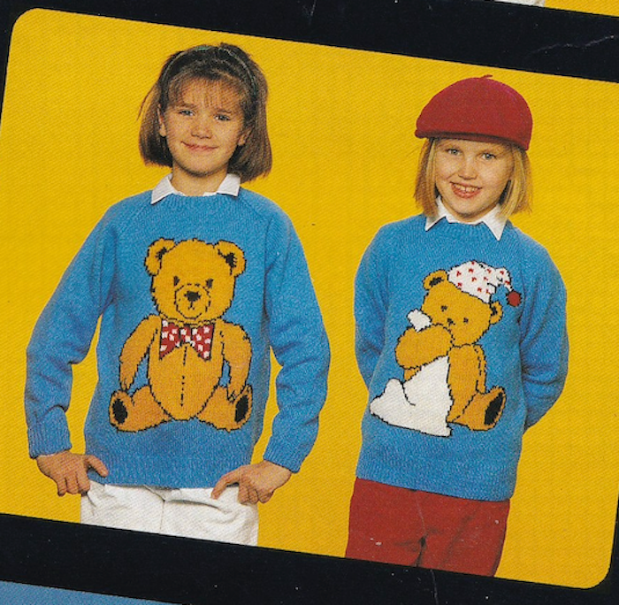 Teddy Bear Intarsia Picture Sweaters Knitting Pattern