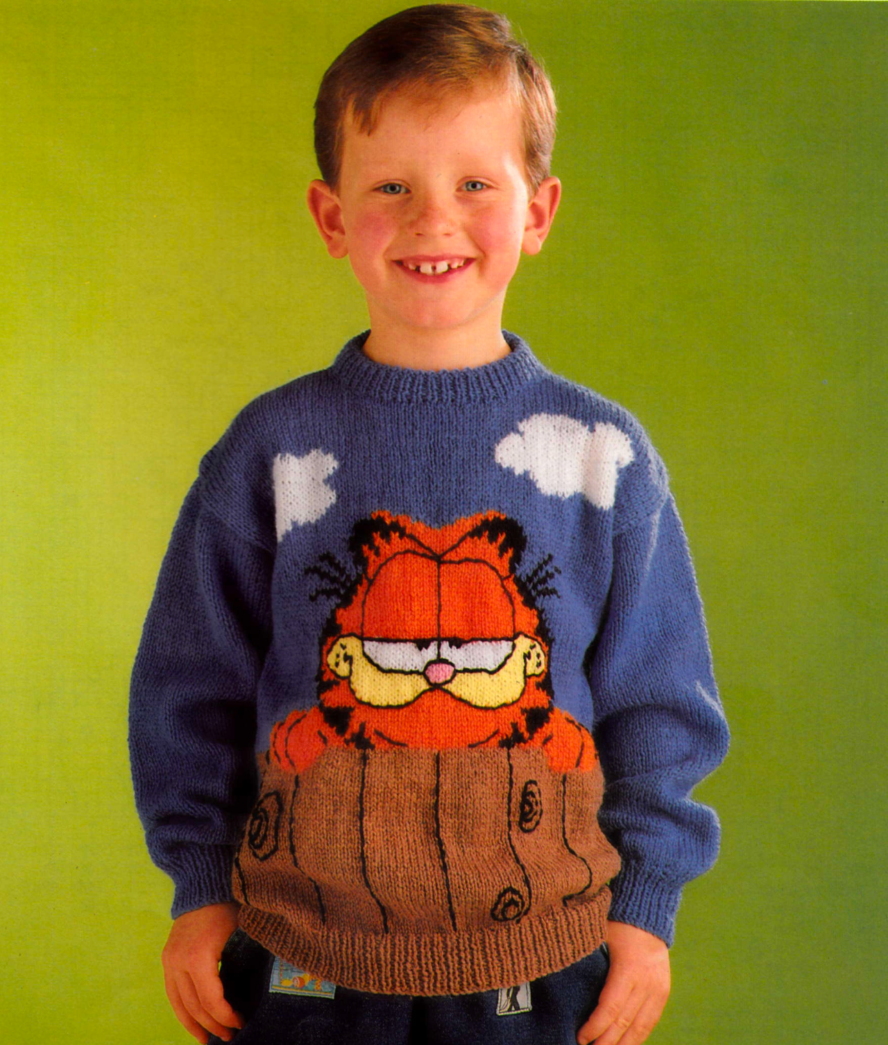Garfield Intarsia Picture Sweater Knitting Pattern x 3