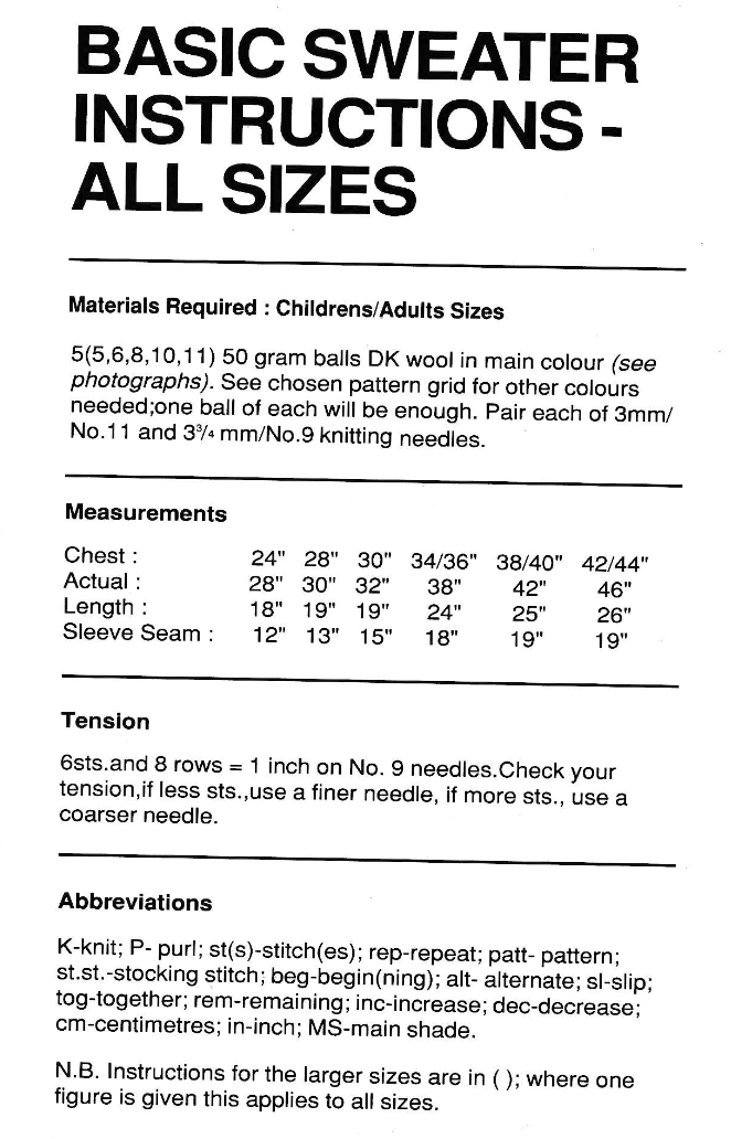 Wresting Intarsia Sweaters Knitting Pattern