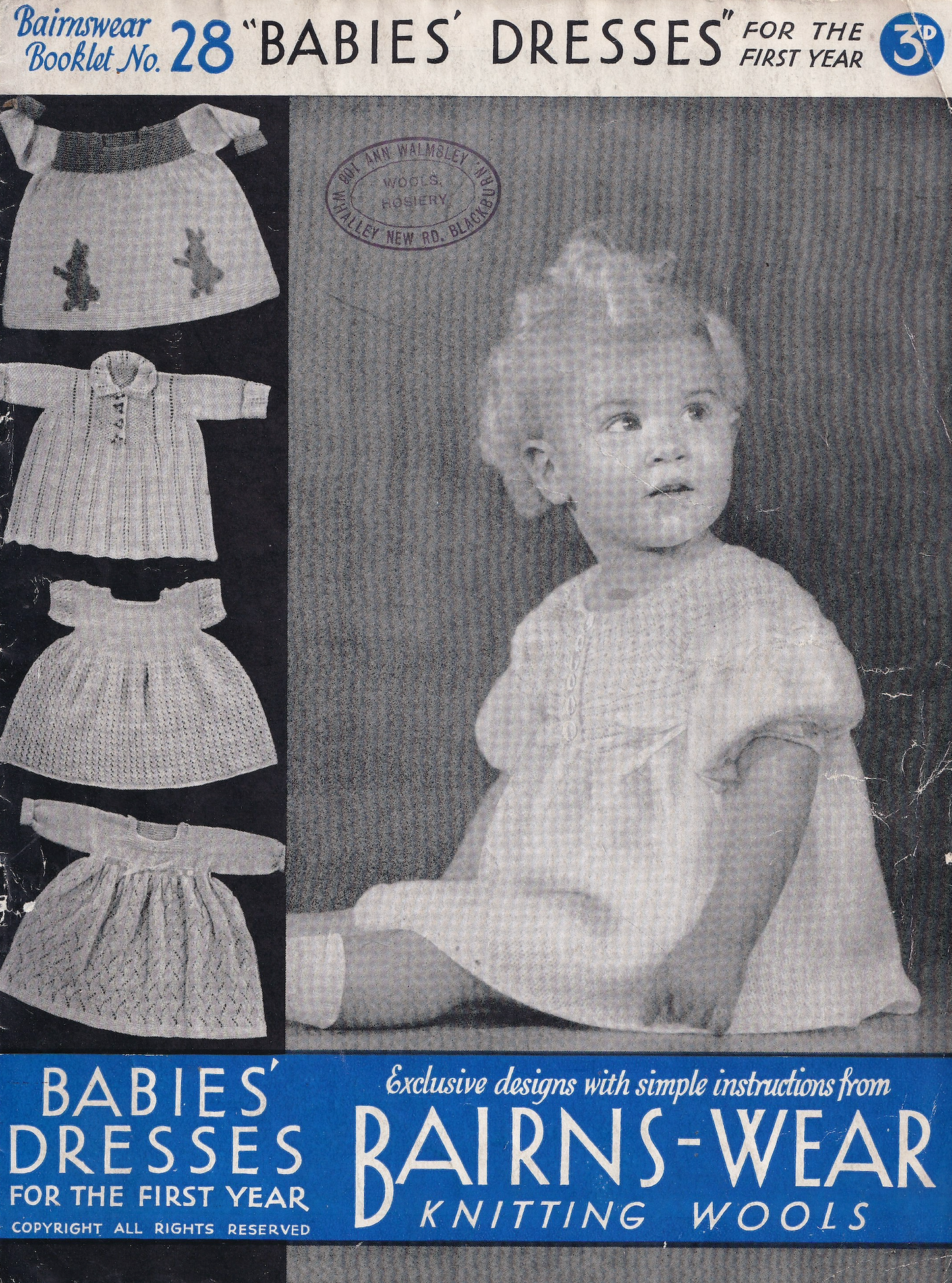 1940s Baby Dress Knitting Pattern - Bairnswear Booklet No 28