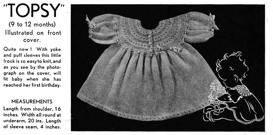 1940s Baby Dress Knitting Pattern - Bairnswear Booklet No 28