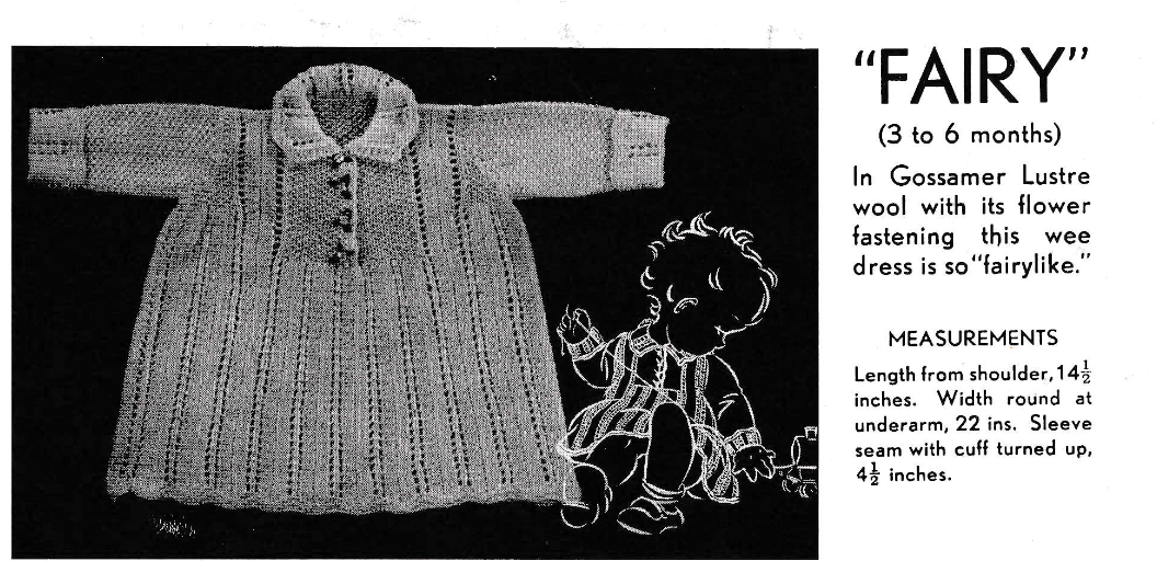 1940s Baby Dress Knitting Pattern - Bairnswear Booklet No 28