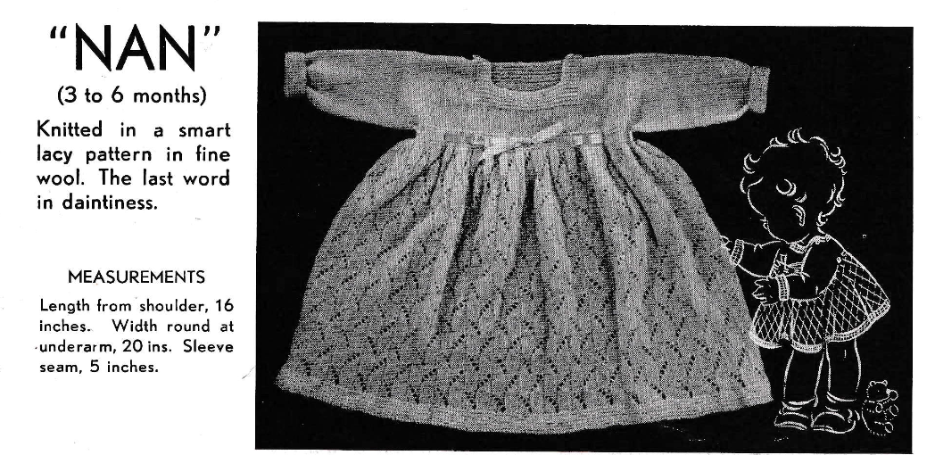 1940s Baby Dress Knitting Pattern - Bairnswear Booklet No 28