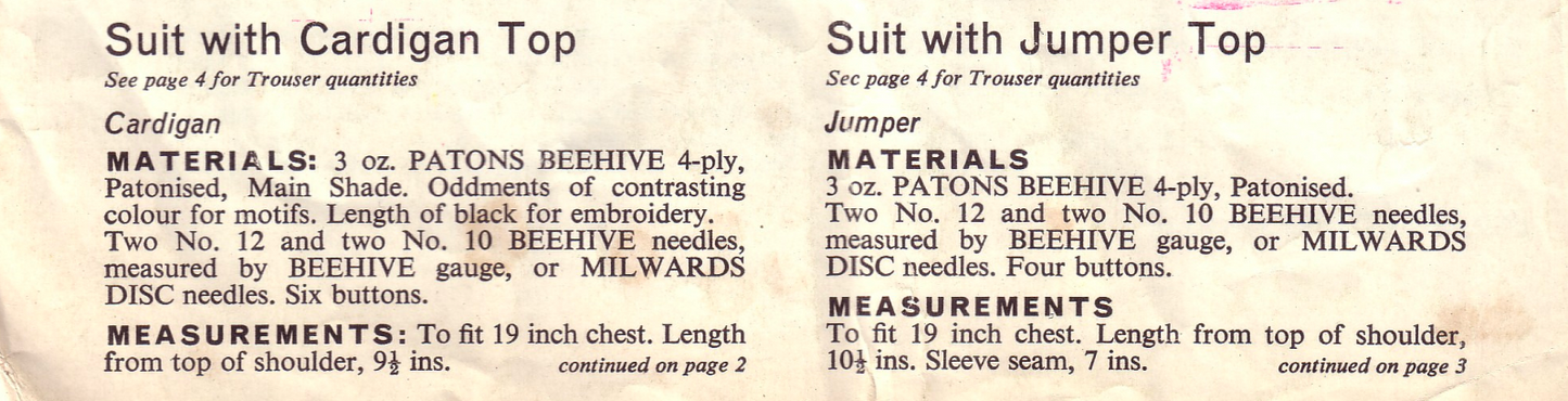 Baby Boy Shortie Suits Vintage Knitting Pattern - 4 ply