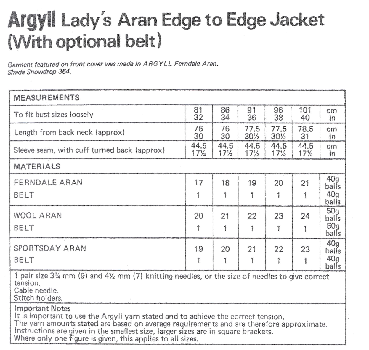 Ladies Long Aran Cardigan Vintage Knitting Pattern