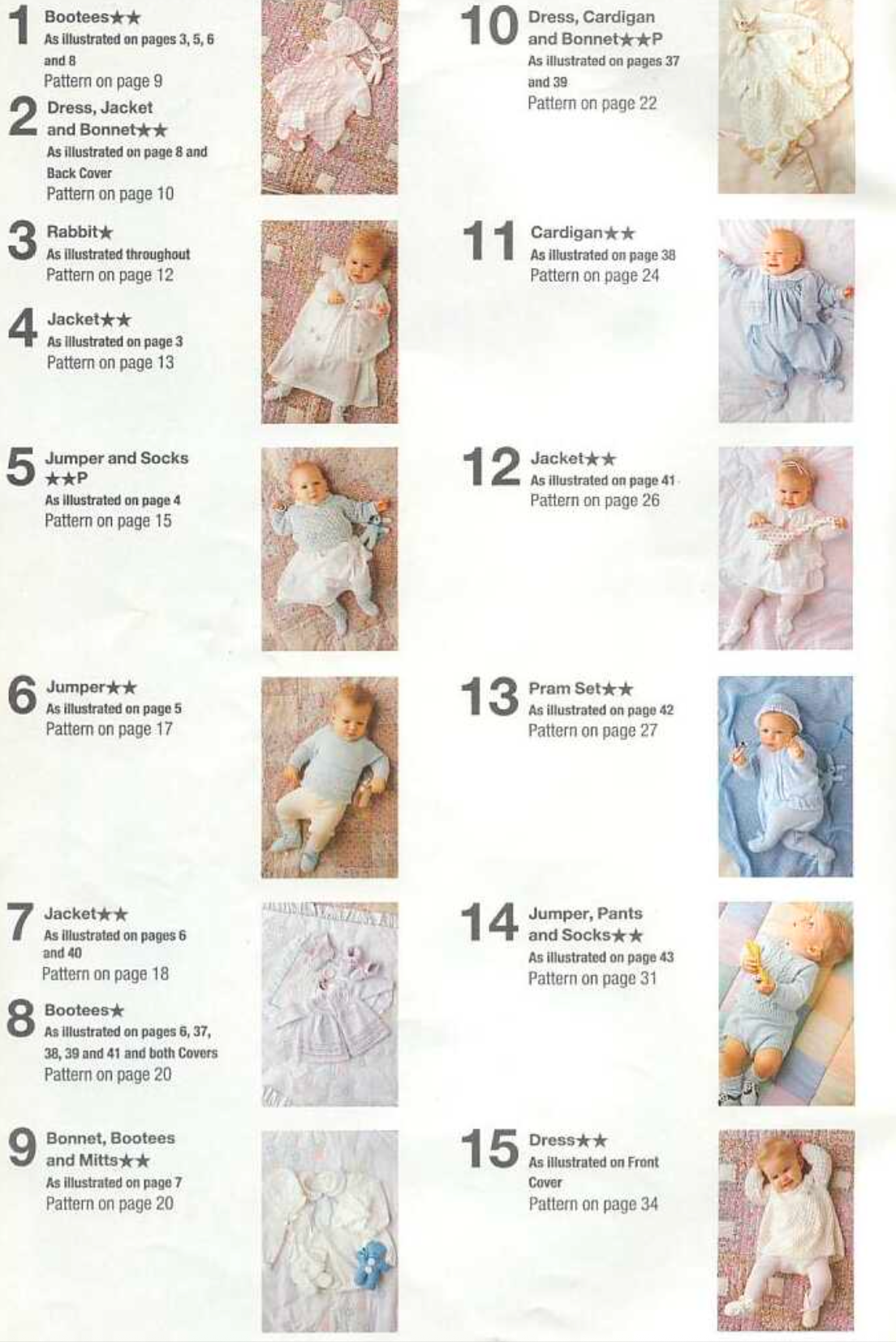 4 Ply Baby Knitting Patterns x 15 designs
