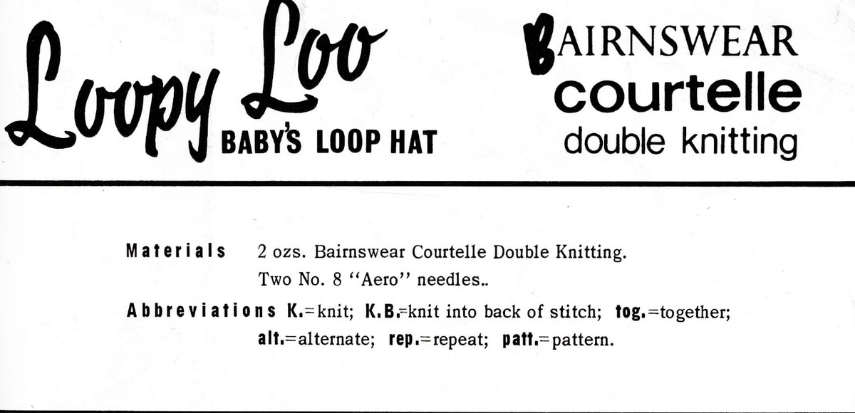 Baby Loopy Bonnet Hat Knitting Pattern (Vintage)