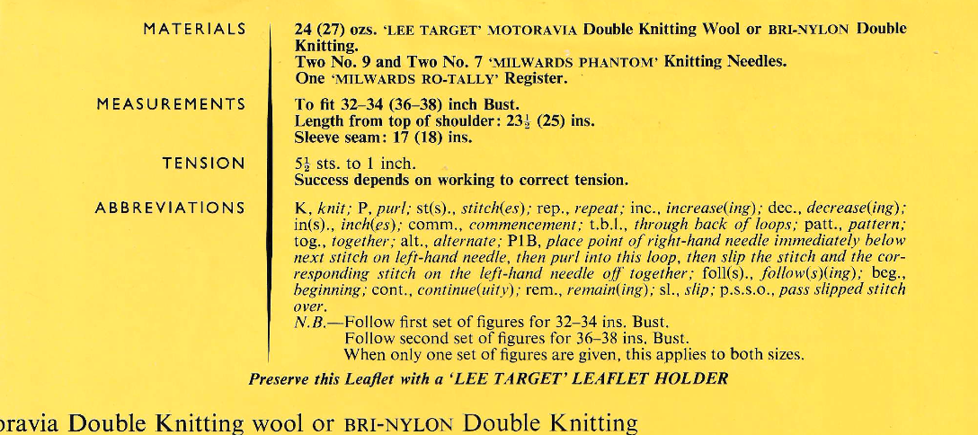 1960s Sweater for Women Knitting Pattern