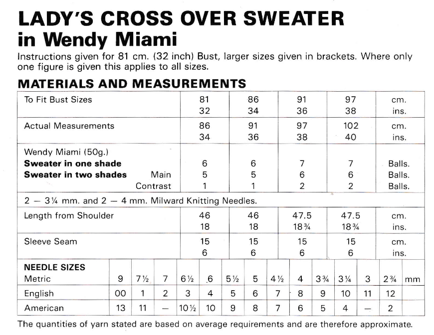 Ladies Cross Over Wrap Sweater Knitting Pattern PDF – 32 to 38 Inch Bust