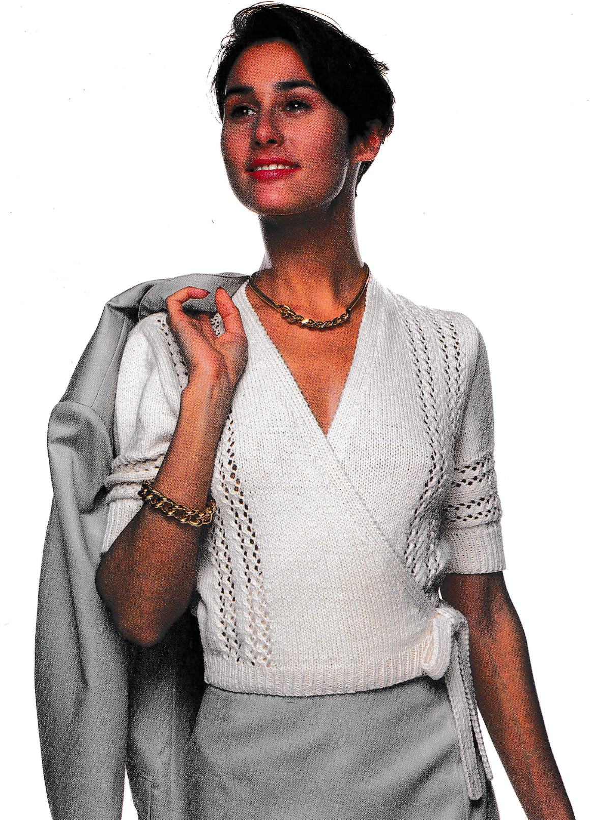 Ladies Cross Over Wrap Sweater Knitting Pattern PDF – 32 to 38 Inch Bust