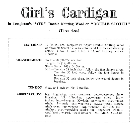 Girls Vintage Cardigan Knitting Pattern in DK Yarn