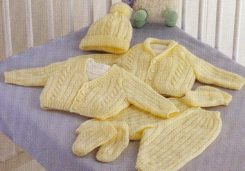 Baby Pam Set Vintage Knitting Pattern - 4 Ply