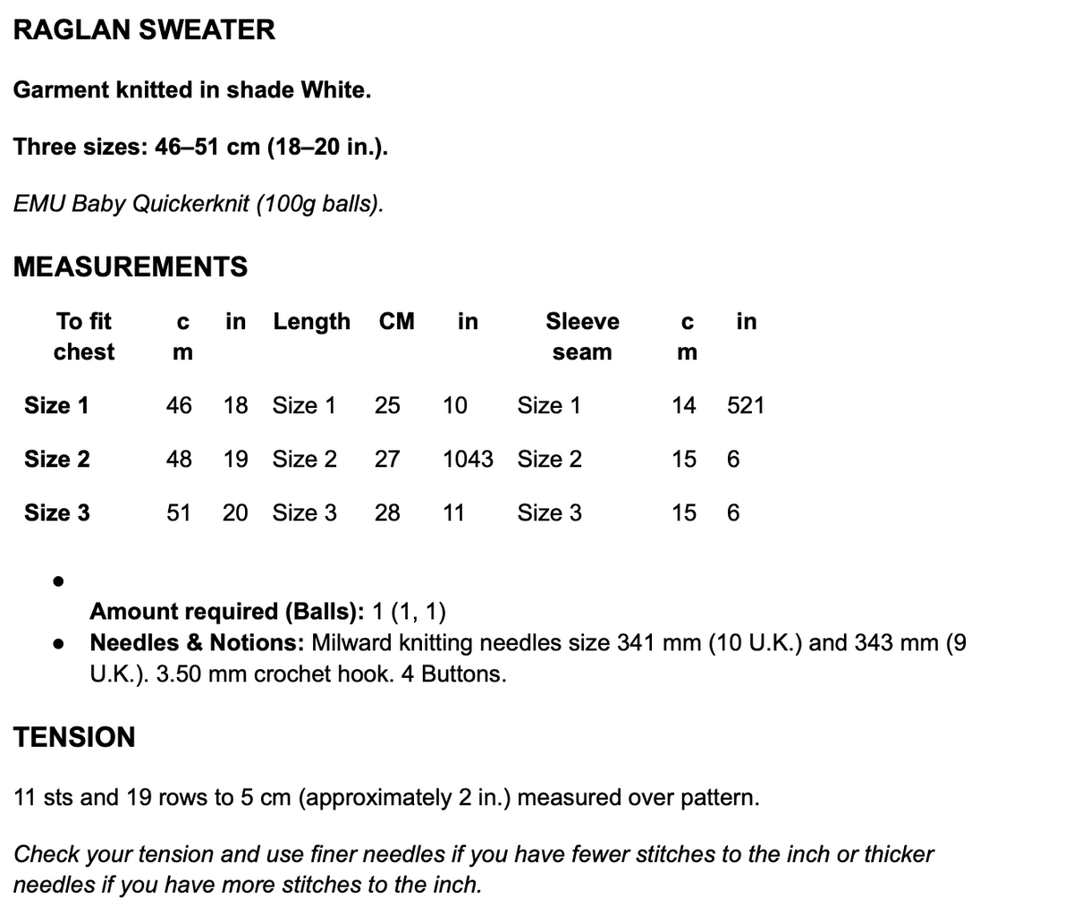 Baby Lace Raglan Sweater Knitting Pattern PDF | 18–20 in