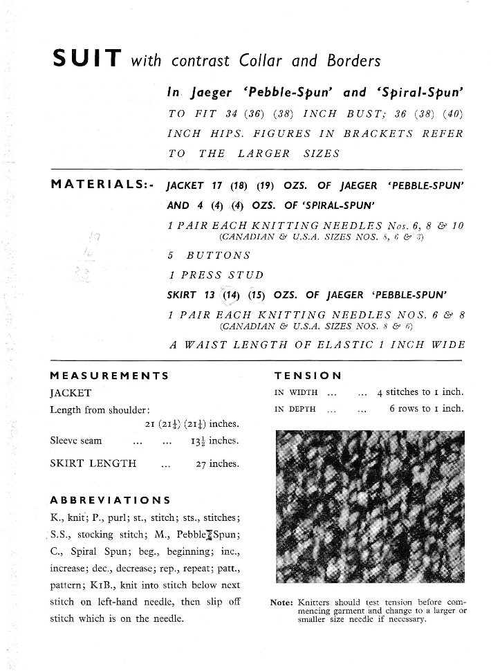 Women's Jacket and Skirt Suit Knitting Pattern PDF