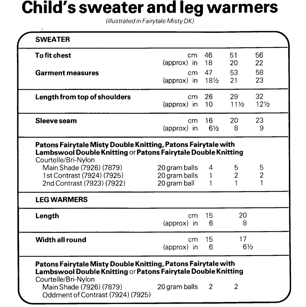 Baby and Child Fair Isle Sweater & Leg Warmers Knitting Pattern PDF