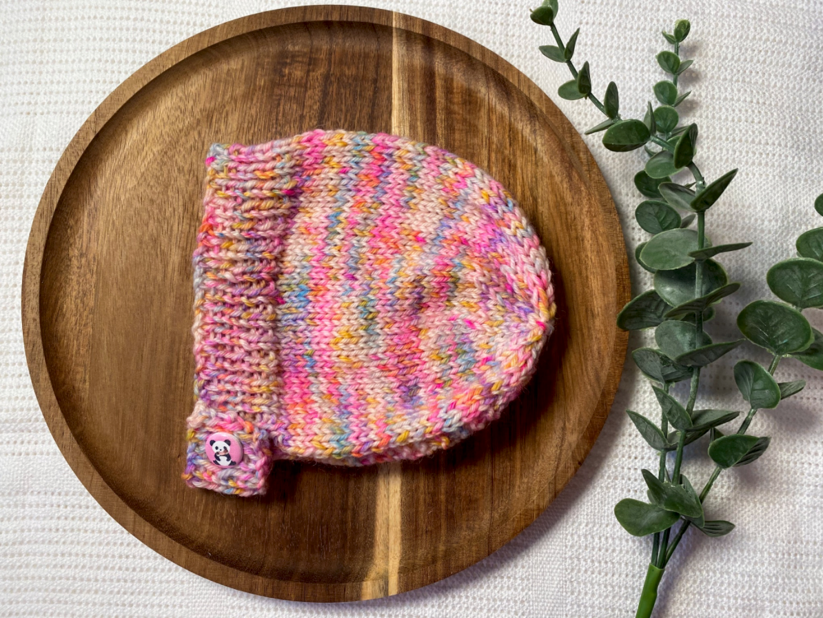 Knitting Pattern for Newborn Baby Chin Strap Bonnet