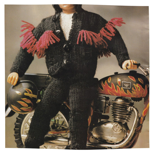 Action Man Dolls Clothes Knitting Pattern including Biker Jacket