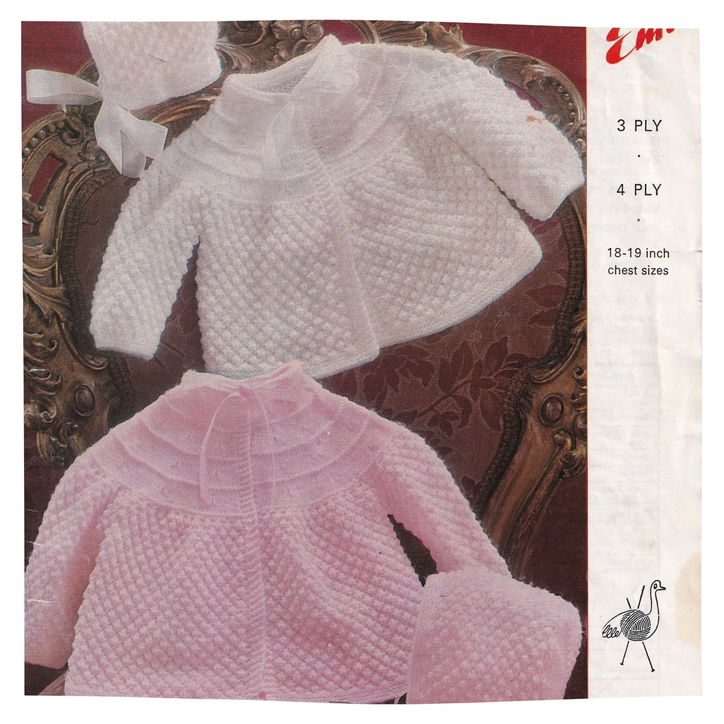 Vintage Baby Matinee Coat Cardigan and Bonnet Set