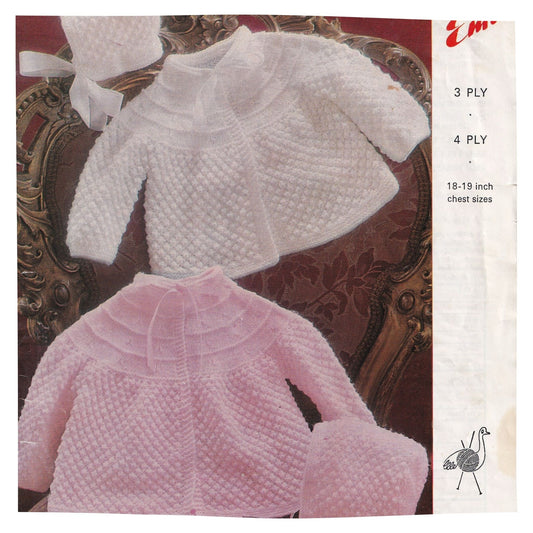 Vintage Baby Matinee Coat Cardigan and Bonnet Set