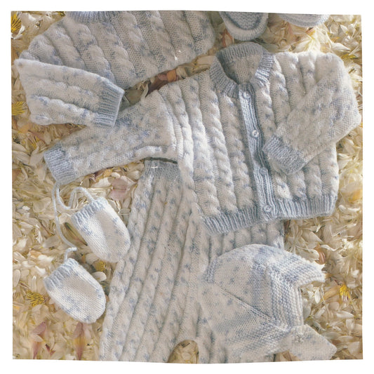 Baby Boy Cable Layette Knitting Pattern - DK