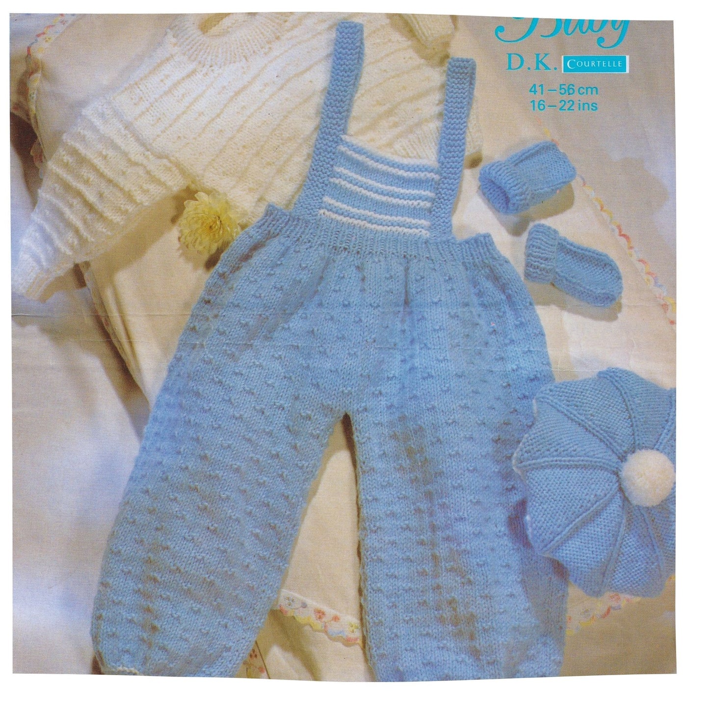Baby Boys Dungarees Beret Set Knitting Pattern