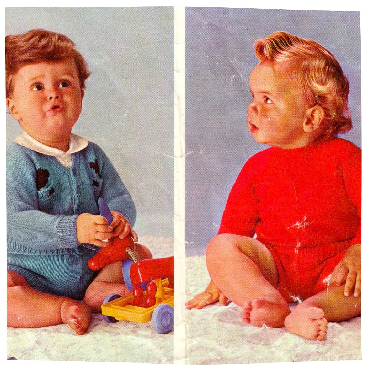 Baby Boy Shortie Suits Vintage Knitting Pattern - 4 ply