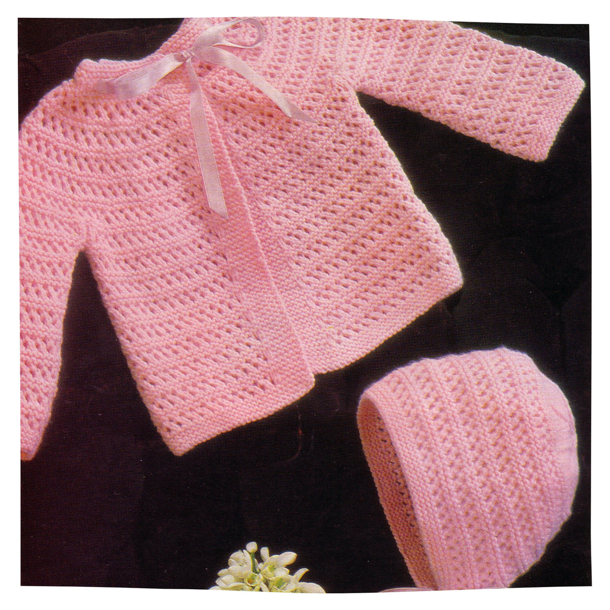 Baby Girl Cardigan Bonnet and Booties Vintage Knitting Pattern