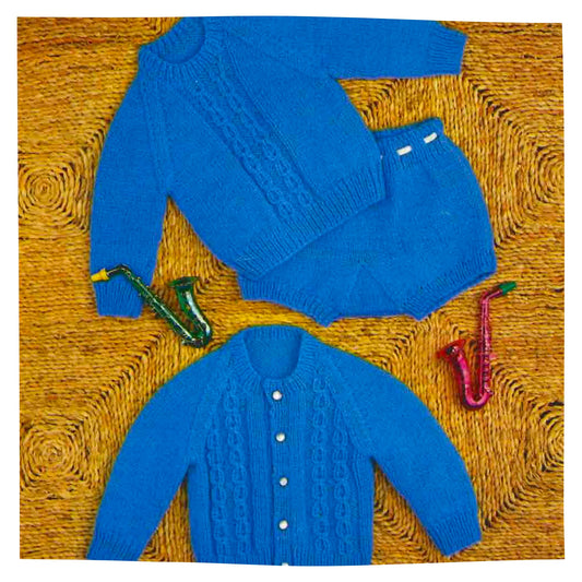Baby Jumper, Cardigan & Knickers Knitting Pattern PDF