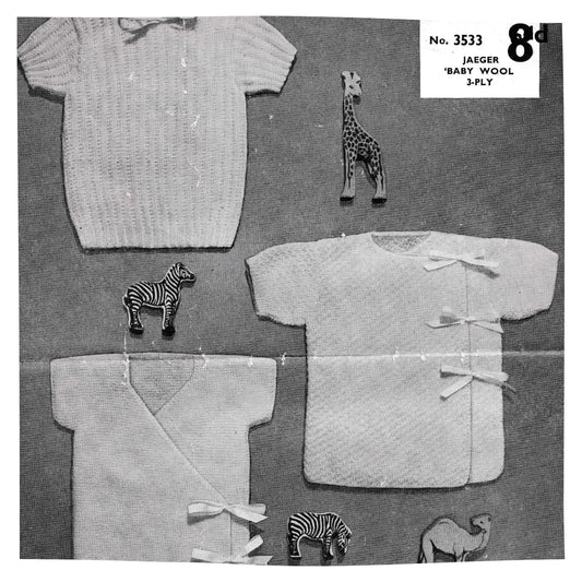 Baby Pullover Vests Knitting Pattern PDF – 3 Ply, 3 Designs, 17 to 21 Inch Chest