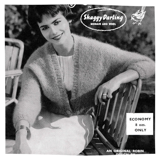 Ladies Mohair Bolero Jacket Knitting Pattern PDF – Knitted in One Piece, 34 to 36 Inch Bust