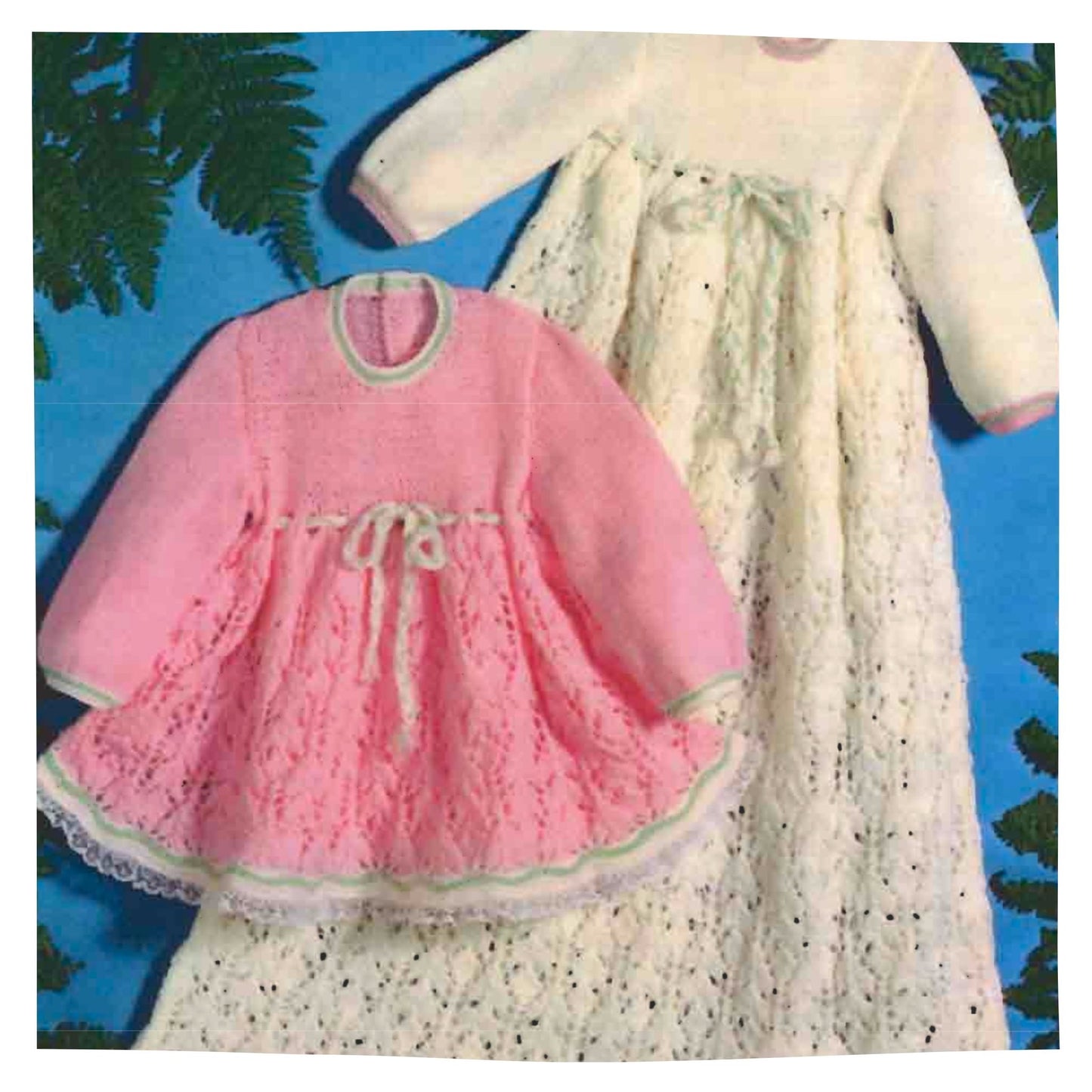 Baby Girls Christening Gown and Dress in 4 Ply Knitting Pattern