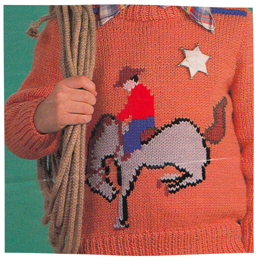 Cowboy Sweater Vintage Knitting Pattern for Children
