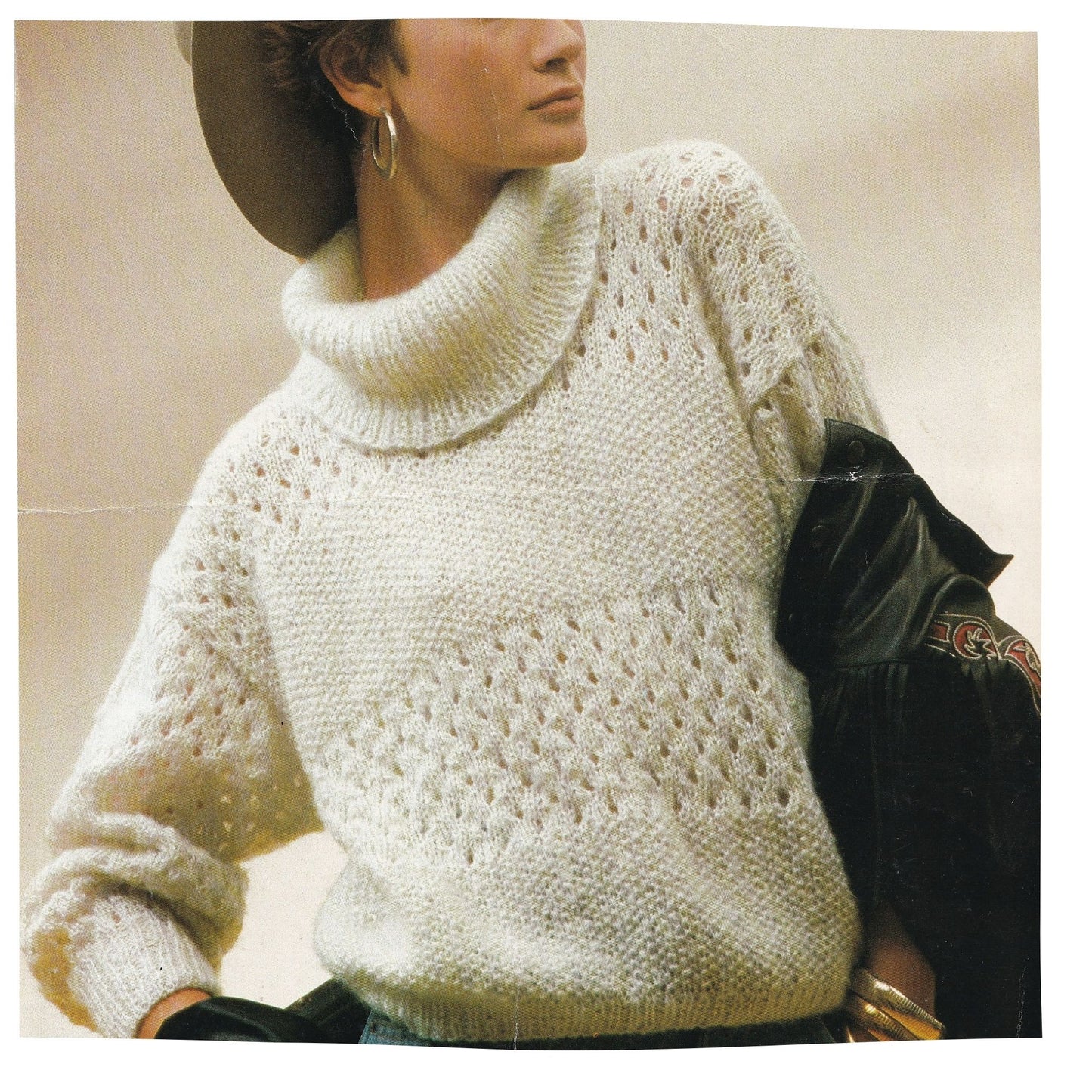 Knitting Pattern for Women's Polo Neck Jumper