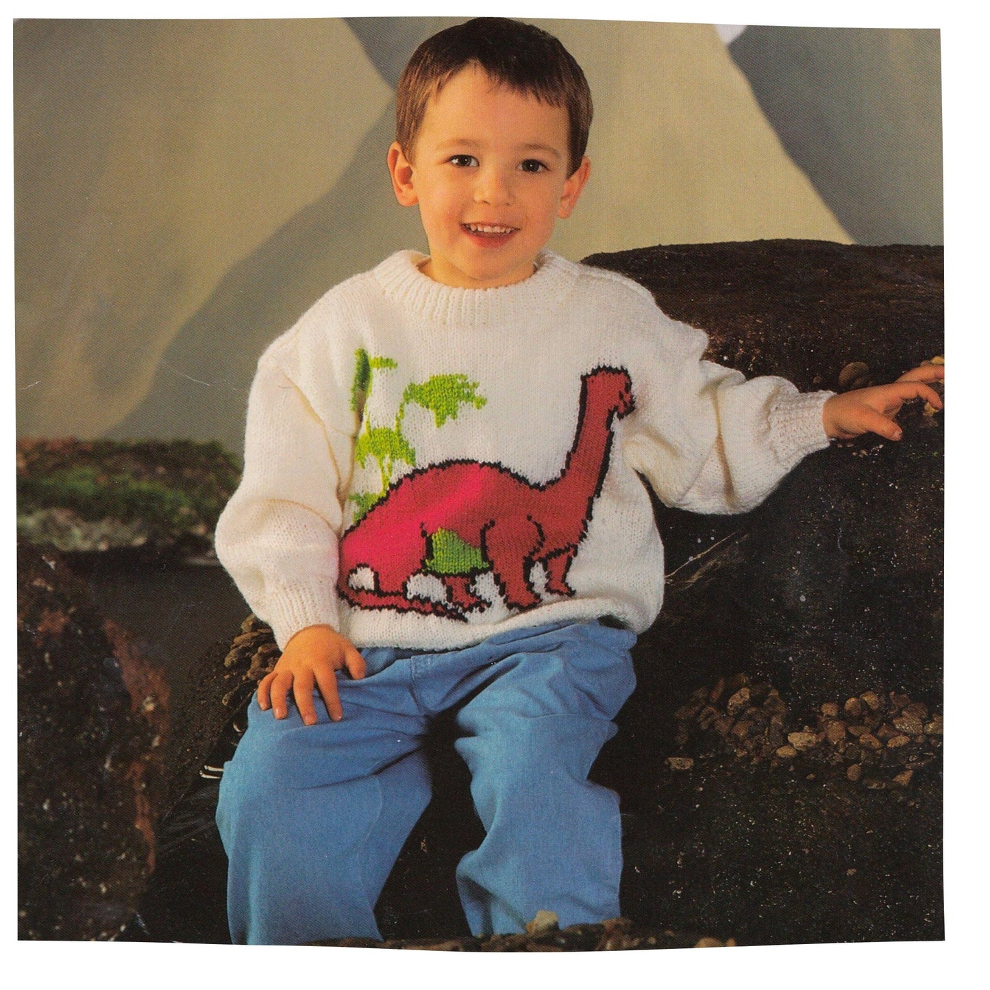 Dinosaur Sweater Vintage Knitting Pattern for Children