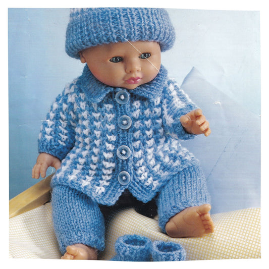 Baby Doll Clothes Knitting Pattern 12 to 22 inch chest in DK yarn