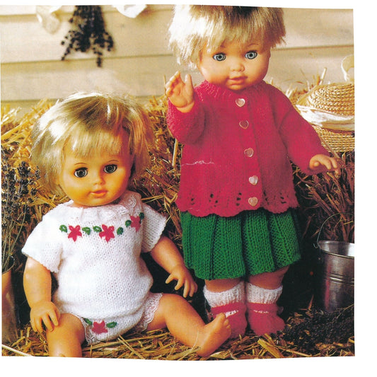 Baby Doll Clothes Knitting Pattern 12 to 22 inch chest in DK yarn