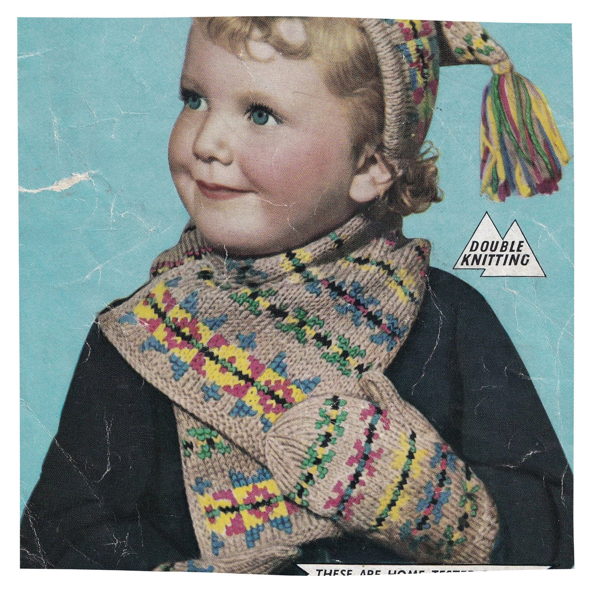 Fair Isle Scarf, Cap and Mittens for Children age 3 to 5 Vintage Knitting Pattern