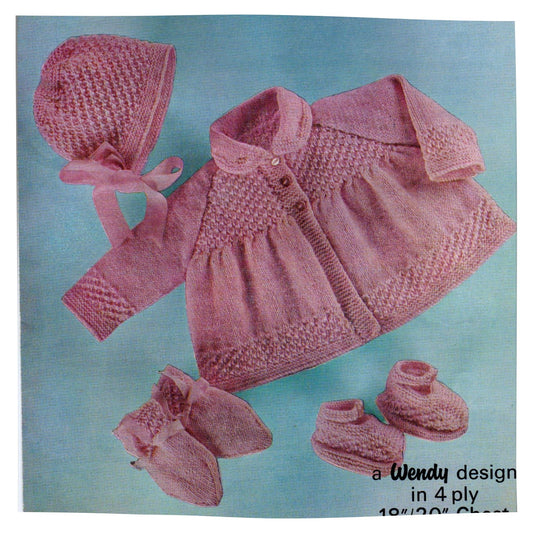 Baby Matinee Coat Cardigan Set Free Vintage Knitting Pattern