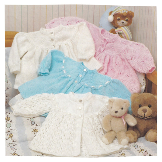 Baby Matinee Coat Cardigans Knitting Pattern PDF – DK and 4 Ply