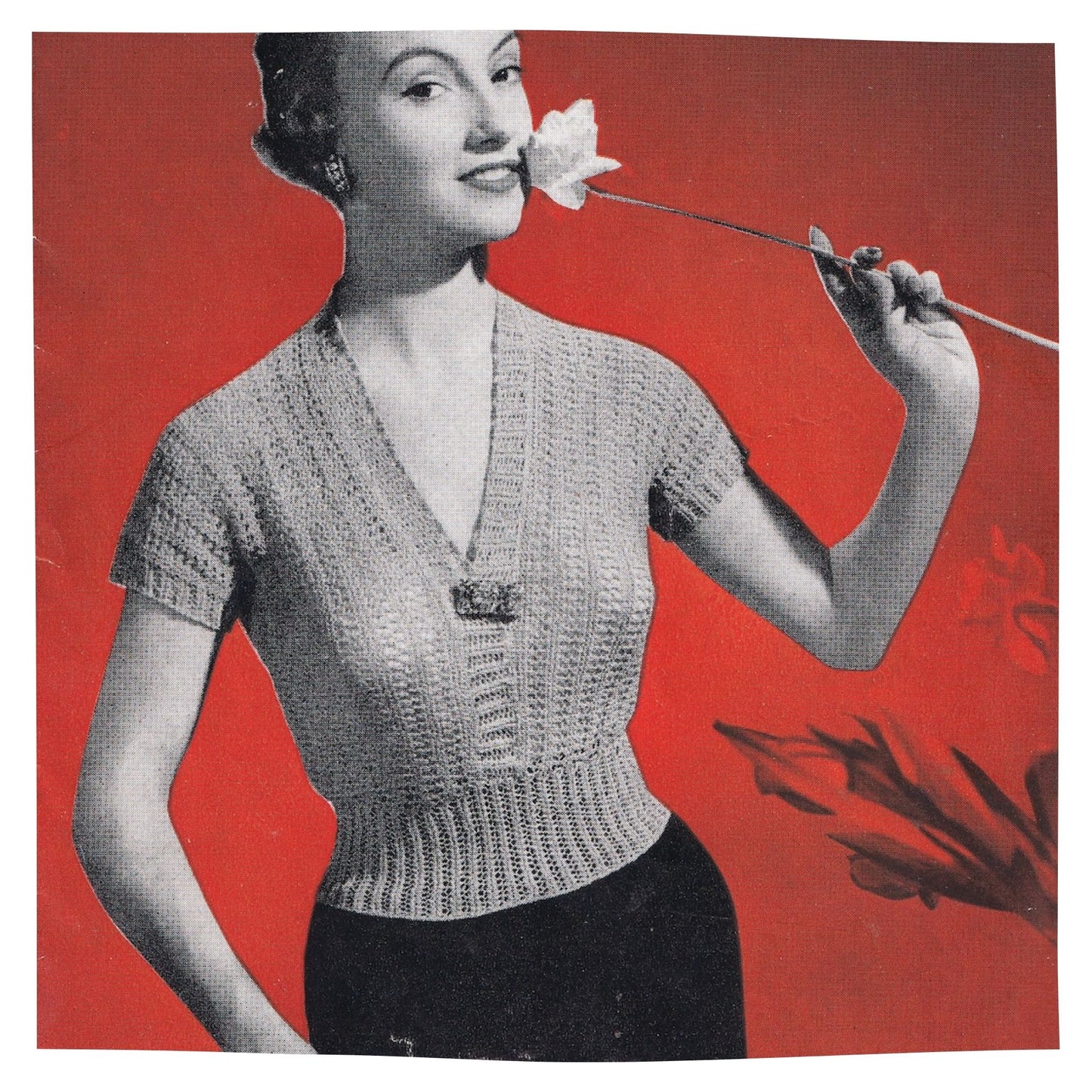 Crepella no 215 V Neck Jumper for Women Knitting Pattern