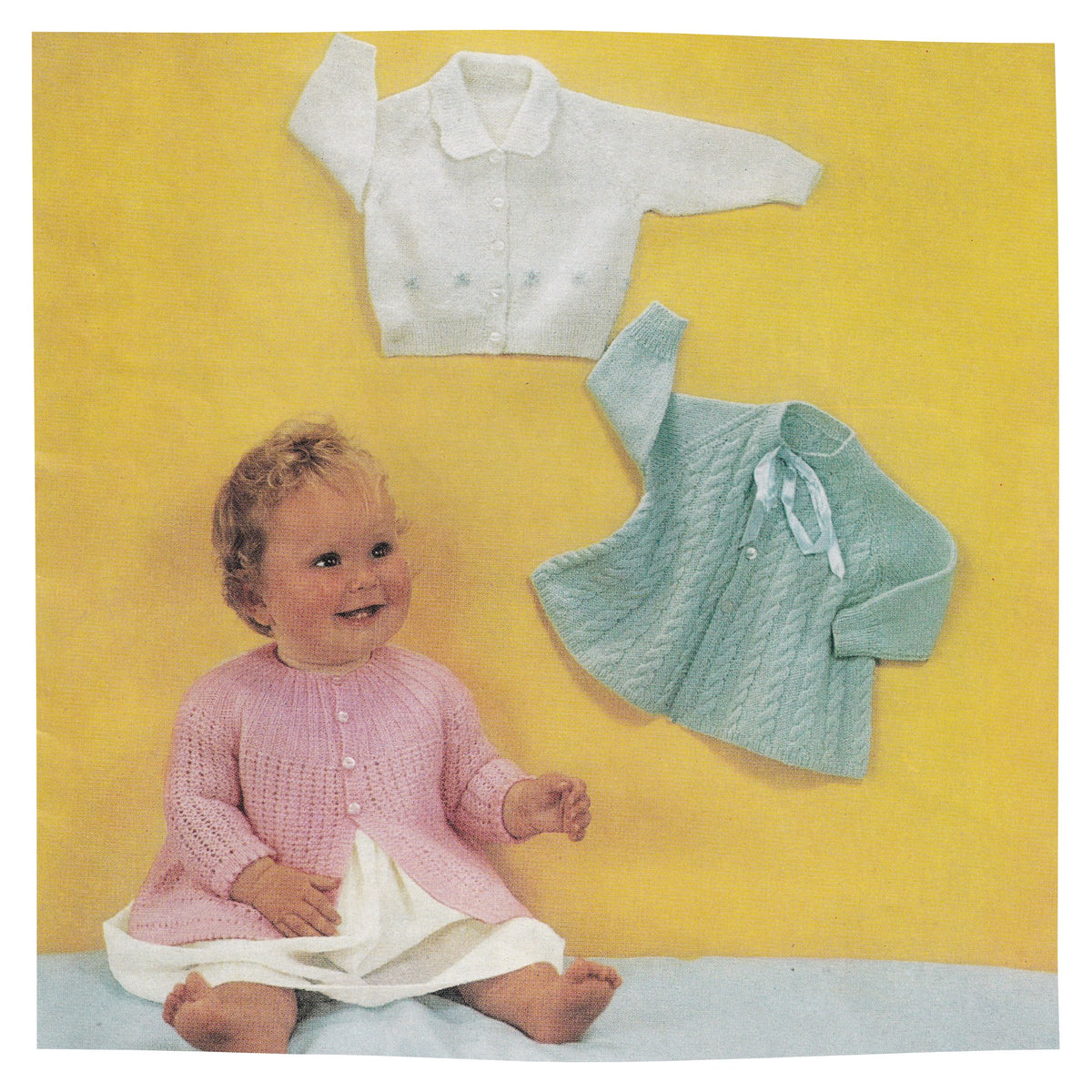 Vintage Knitting Pattern for Baby Matinee Coat Cardigan Set in 3 ply yarn
