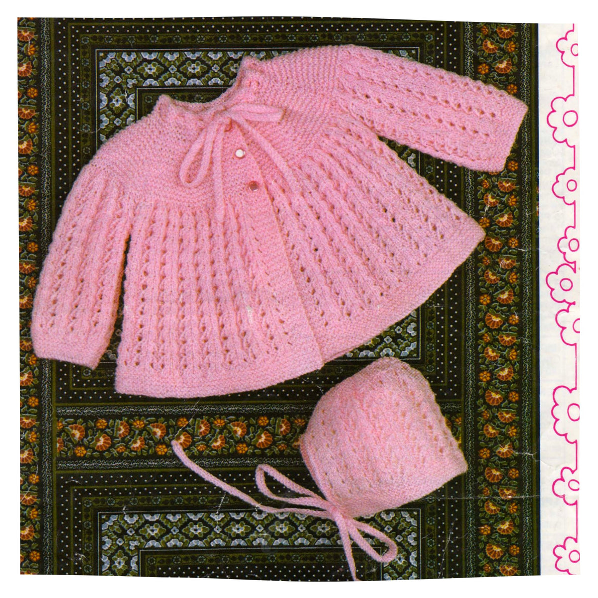 Baby Matinee Coat and Bonnet Knitting Pattern PDF – 3 or 4 Ply, 18 to 20 Inch Chest