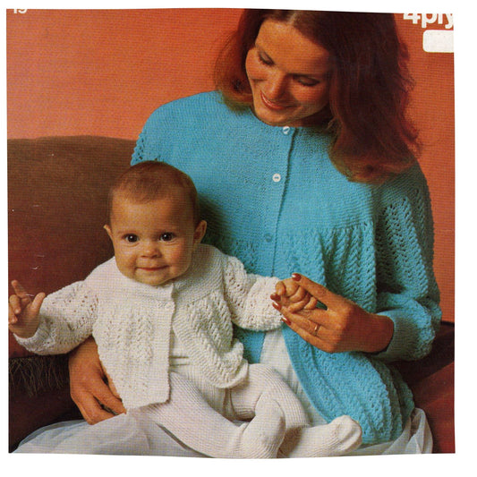 Mother and Baby Matinee Coat and and Bed Jacket Vintage Knitting Pattern