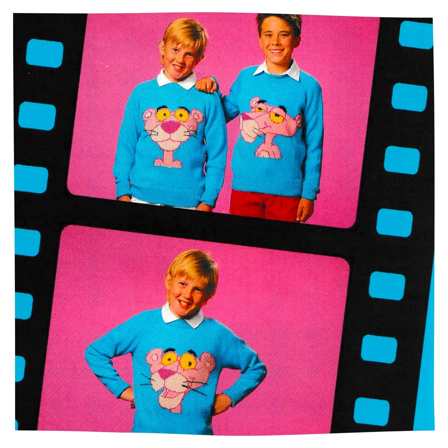 Pink Panther Intarsia Picture Sweaters Knitting Pattern