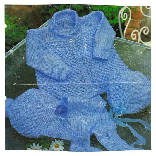 Baby Pram Set Knitting Pattern PDF – Coat, Leggings, Bonnet and Helmet in DK