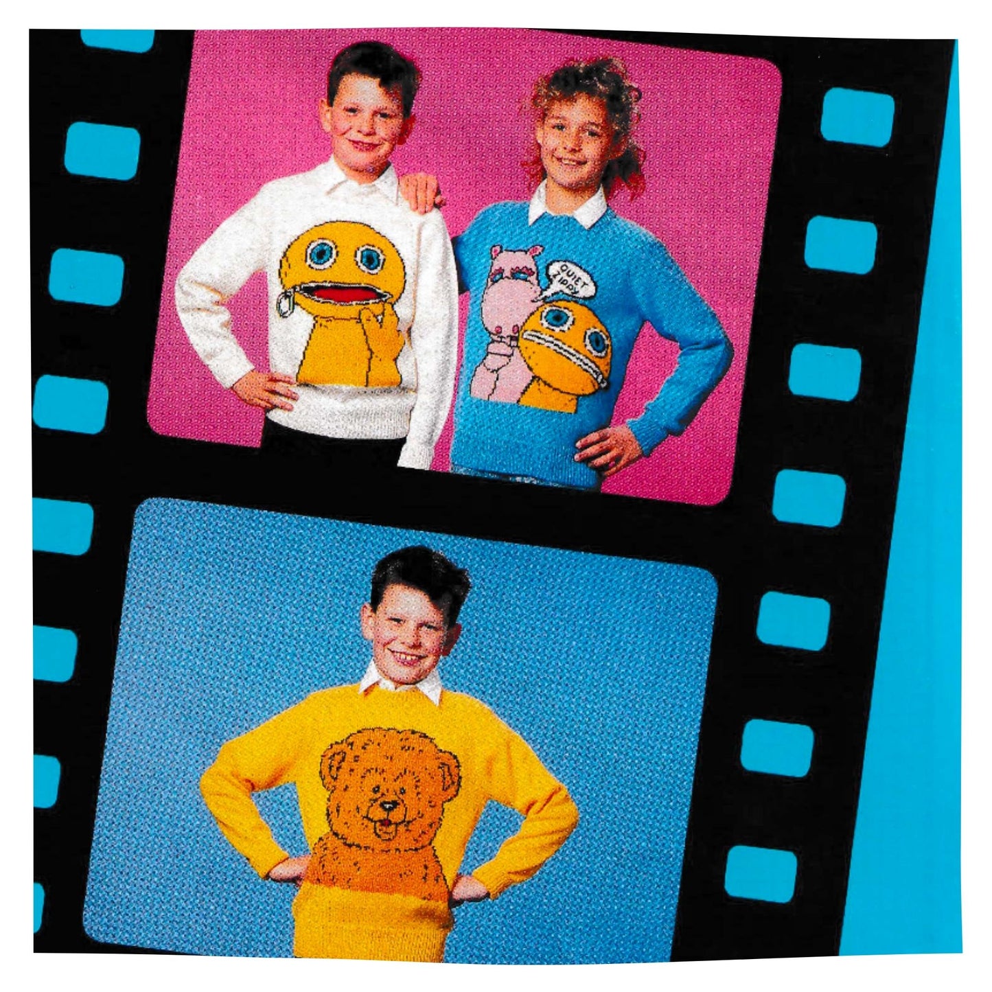 Rainbow Intarsia Picture Sweaters Knitting Pattern with George, Bungle and Zippy