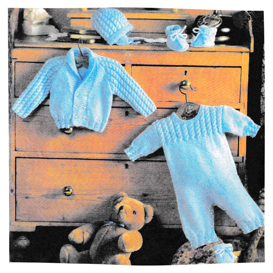 Baby Romper Suit Layette Set Vintage Knitting Pattern